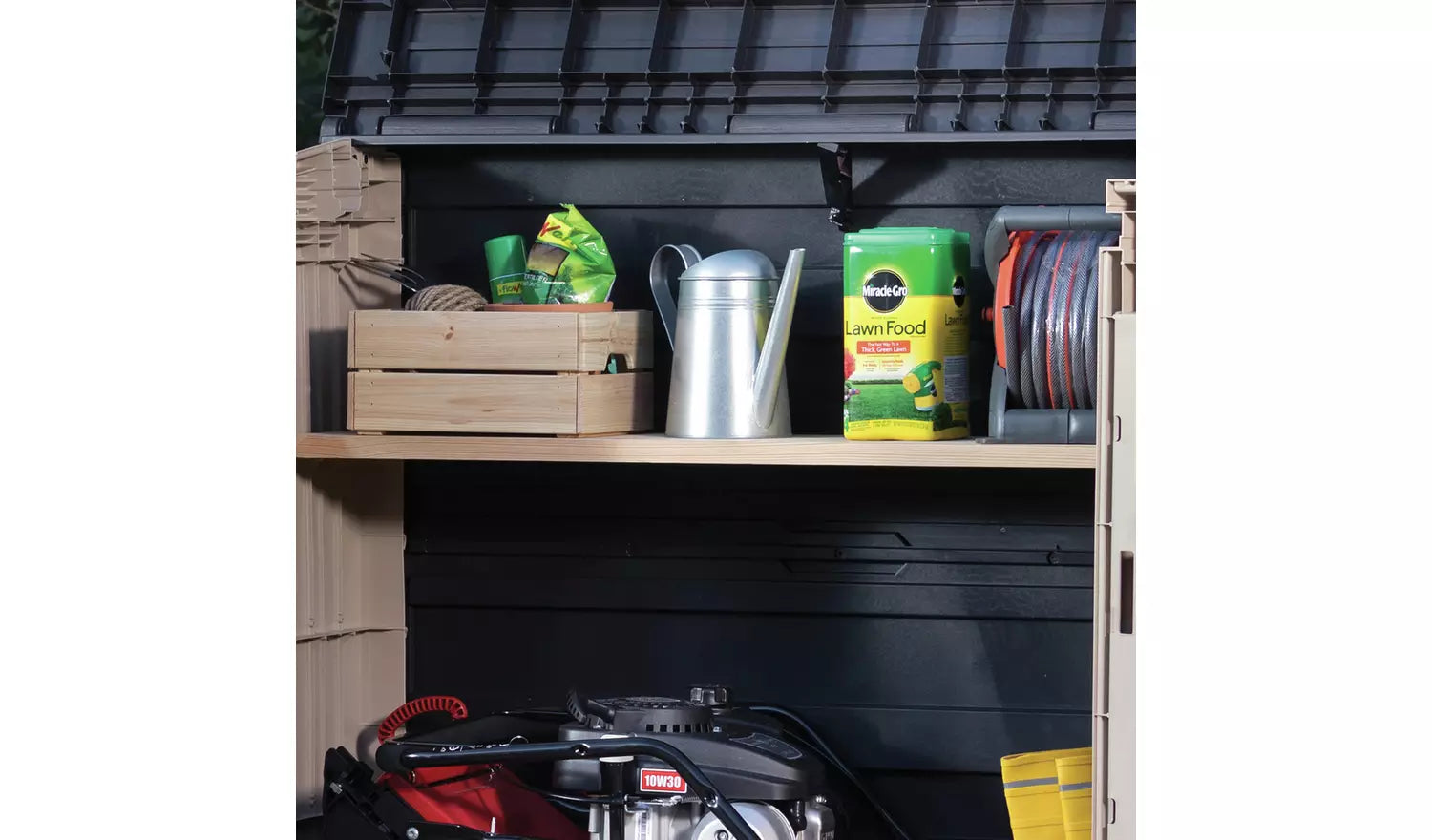 Keter Store-It-Out Midi 880L Plastic Garden Storage – Beige & Brown - Image 11