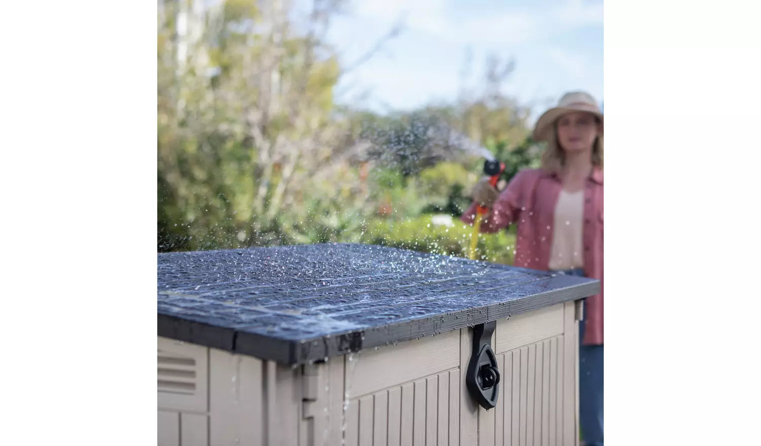 Keter Store-It-Out Midi 880L Plastic Garden Storage – Beige & Brown - Image 4