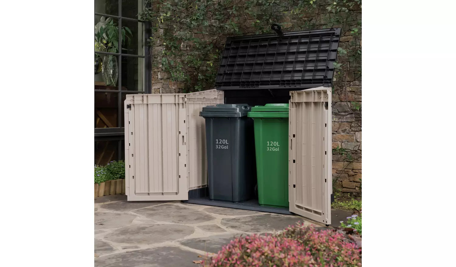 Keter Store-It-Out Midi 880L Plastic Garden Storage – Beige & Brown - Image 10