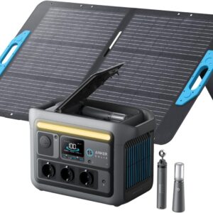 Anker SOLIX C800 Plus Tragbare Powerstation mit 100W Solarpanel, 1200W (1600W Spitzenleistung) Solargenerator für Campingbeleuchtung, 768Wh LiFePO4 Akku betriebens für Camping, Wohmobil, Reisen, Stromausfall