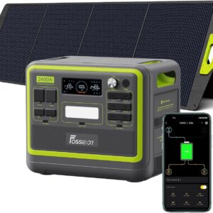 FOSSIBOT Powerstation 2400W AC Ausgängen (4800 W Peak) F2400, Stück mit 200W Solarpanel Strom Station, 1100W Superschnelles Tragbare Solargenerator für Zuhause, Camping, RV und Notfall