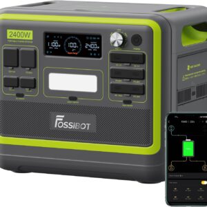FOSSiBOT Tragbare Powerstation F2400, Solargenerator 2048Wh LiFePO4 Batterie-Backup mit 2400W 3X AC Ausgängen (4800W Peak) 230V, Strom Station für Outdoor-Camping, Wohnmobil-Reisen, Hausgebrauch