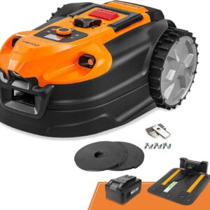 LawnMaster VBRM18AMID4R mähroboter ohne begrenzungskabel für bis zu 800㎡ 4ah Batterie Optische Navigation, Hindernisvermeidung, Automatische Ladestation, Verbotene-Zone-Funktion, WiFi & Bluetooth APP